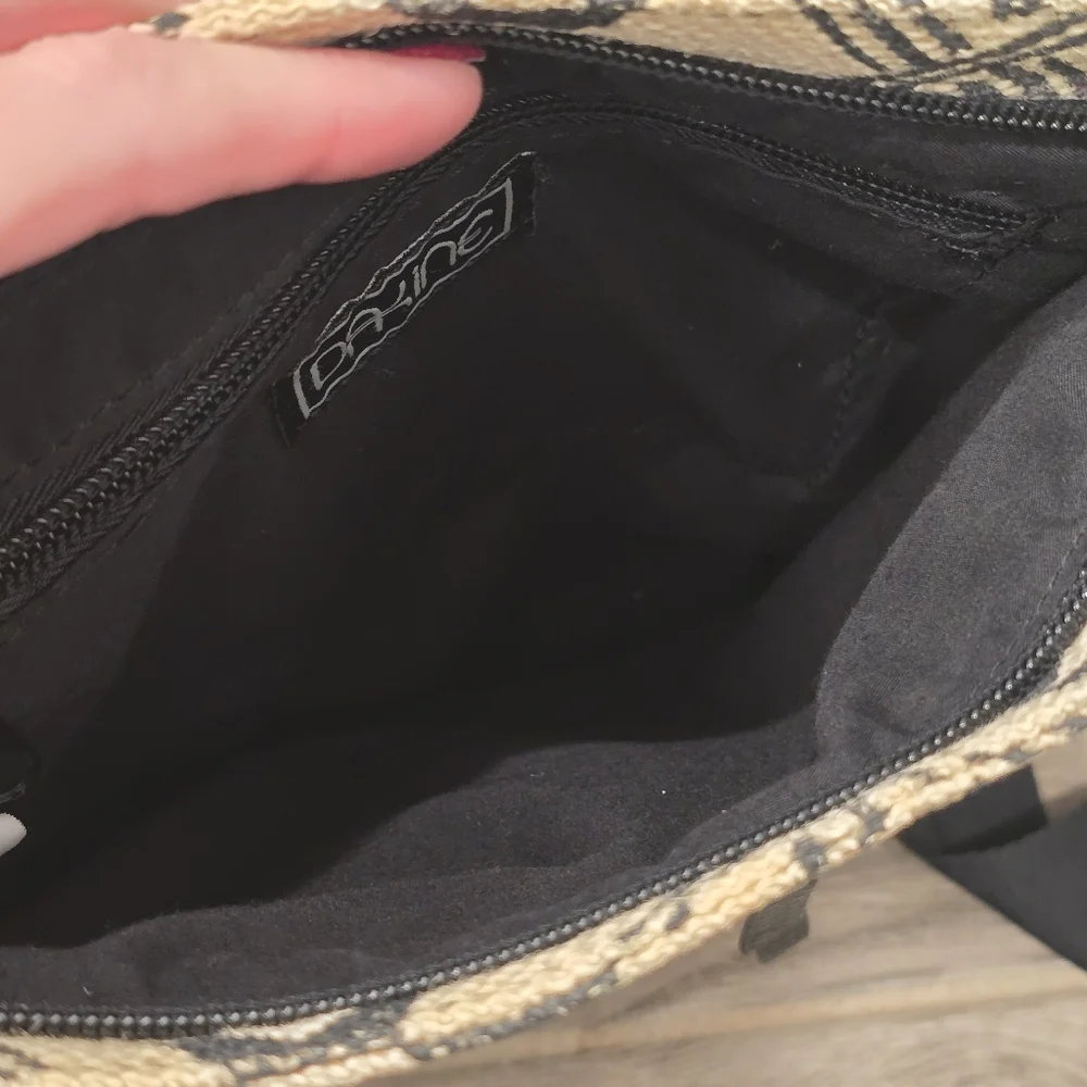 Dakine‎ Vintage Tan/Black Aztec Design Burlap Crossbody Bag Tote
